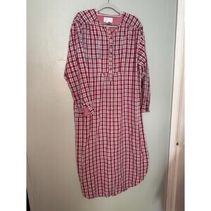 Cabernet Sleepwear red and white plaid long flannel nightgown